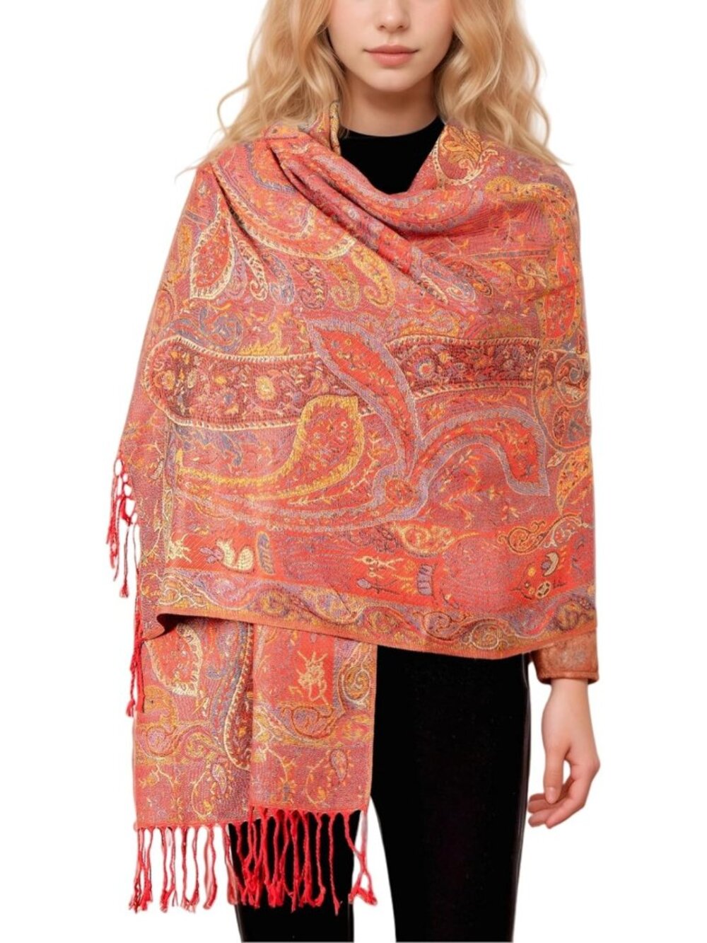 Elegant Big Paisley Pashmina Shawl Wrap - Versatile Scarf for Weddings & Daily
